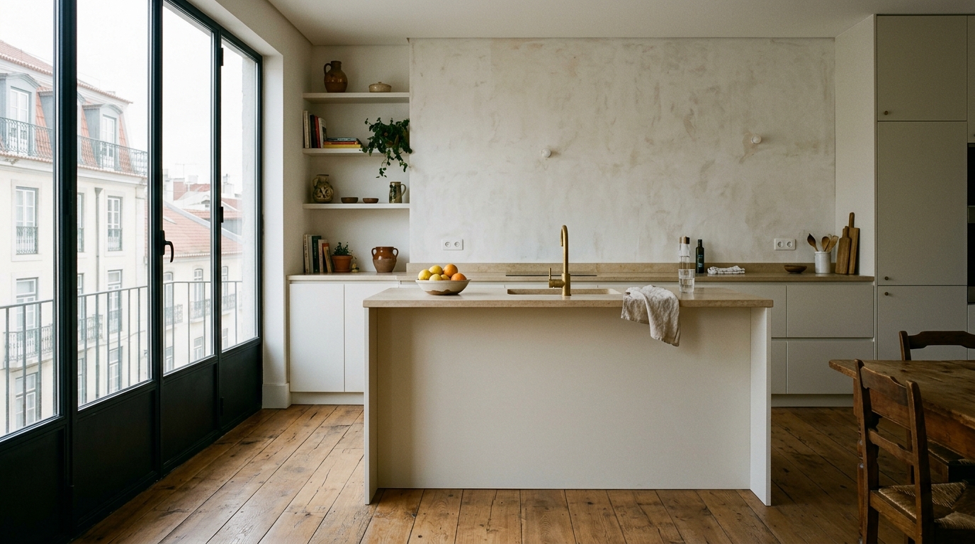 Remodelação de cozinha e sala em conceito aberto em Leiria